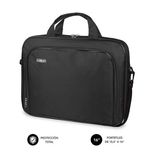 Maletín Ordenador Subblim Oxford Negro - Hasta 16", Compartimentos Iinteriores, Acolchado