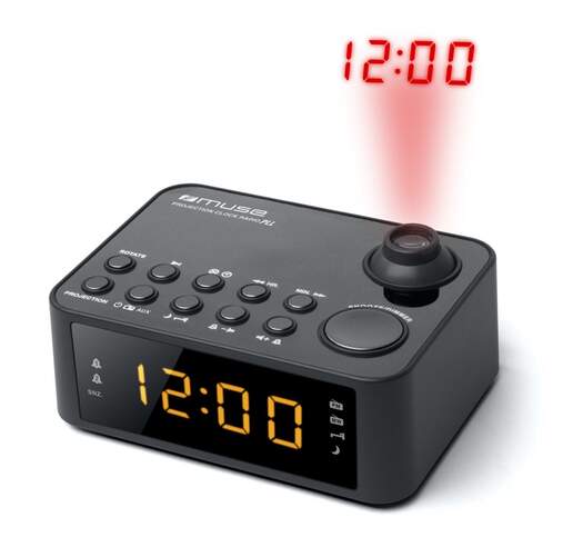 Radio reloj MUSE M-178P Negro - FM/AM, presintonias, despertador, proyeccion de hora