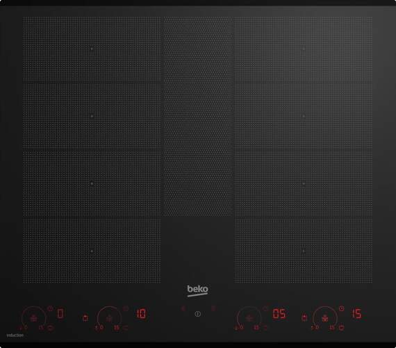 Placa Inducción Beko HII68811NT - 8+1 Flex, 7400 W, 15 Potencias, Negro
