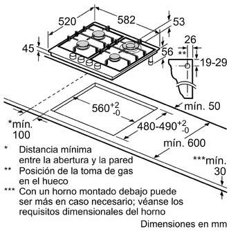 ENCIM. BOSCH PGH6B5B90 4F GAS INOX