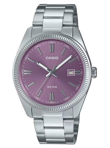 Reloj Casio Collection Hombre MTP-1302PD-6AVEF - Esfera analógica rosa, carcasa y correa plateadas