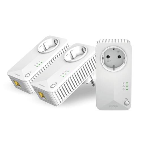 Adaptador PLC Strong Powerline 600 Triple Pack - 600 mbit/s, IEEE 802.3/802.3u, 16A, Ethernet r&aacute;pido
