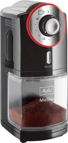 Molinillo Café Melitta 1019-01  2A14T - 100W, 17 Ajustes, Capacidad 200 gr, Negro