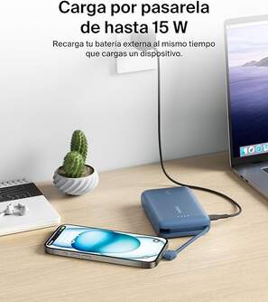 POWERBANK BELKIN 10K CABLE INTEGRADO USB C 20W AZ
