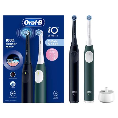 Dental Oral-B IO2 Duo - 3 Velocidades, 2 Cabezales, Negro/Verde