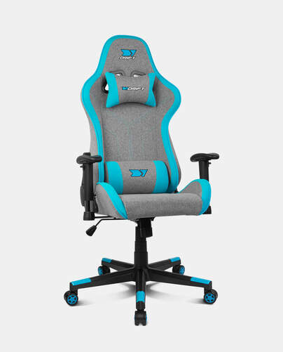 Silla Gaming Drift DR90 Pro Gris/Azul - Reposabrazos 2D, Piston gas clase 4, deslizamiento suave