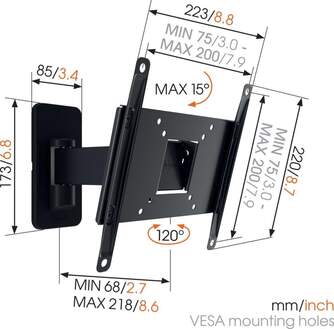 SOPORTE TV VOGEL%%%#39;S MA2030-B1 1 BRAZO 19%%%quot;-40%%%quot; 15KG