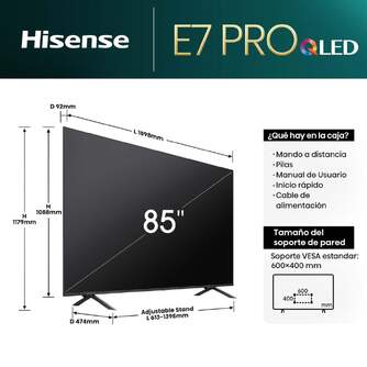 TV HISENSE 85%%%quot; 85E7NQ PRO UHD QLED SMART TV 144HZ
