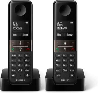 TELEFONO DECT PHILIPS D4702B/34 DUO BLACK 1,8%%%quot;