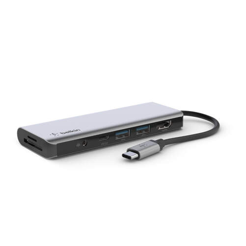 Adaptador multipuerto Hub Belkin AVC009BTSGY USB-C - 7en 1, USB, HDMI, Carga, ...