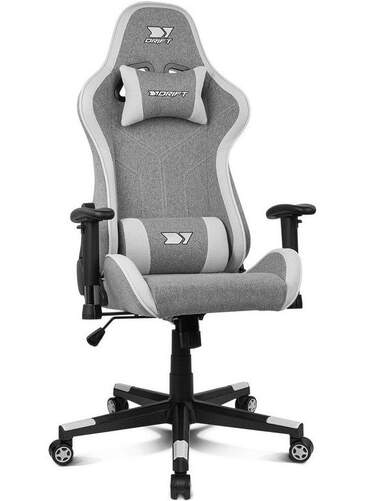 Silla Gaming Drift DR90 Pro - Reposabrazos 2D, Pistón Clase 4, Reclinable 135º, Gris, Blanco