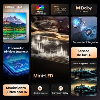 TV HISENSE 50%%%quot; 50E8Q UHD MINILED SMART TV 144HZ