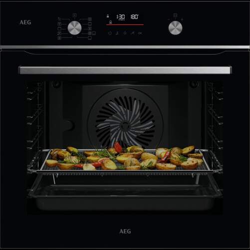 Horno Pirolítico OS6PB511AB  AEG - Clase A+, 71 L, Guía Telescópica, AirFryer, Display, Negro