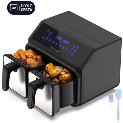 Freidora Aire Universal Blue 6008DB - 2200W, Doble Cesta(4+4 Litros), Temporizador, 8 Recetas