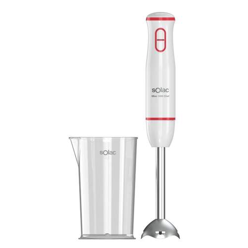 Batidora Solac BA5625 - 1000W, Blanco y rojo, cuchilla desmontable, tazón extraíble, 2 cuchillas