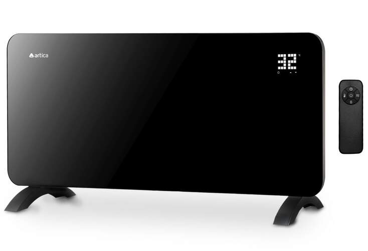 Placa radiante Artica APRCRIS2000 - 2000 W, LED display, Temporizador, Termostato, Cristal, Negro