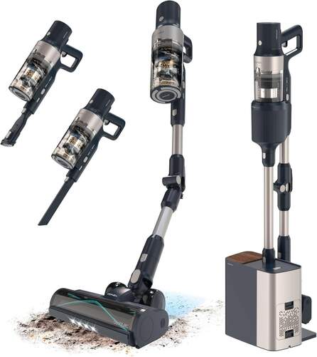 Aspiradora Escoba Cecotec CONGA5500 102267 - Flex, 33,6 V, Base Autovaciado, 30 kPa, Azul, Inox