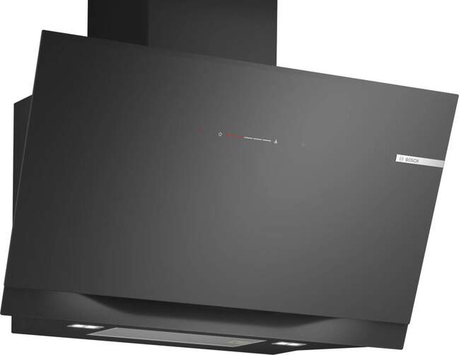 Campana decorativa Bosch DWK91LT60 - Clase A+, 90 cm, 1007 m3/h, Cristal negro