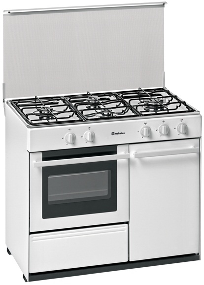 Cocina de gas butano Meireles G-2940 V W - 4 Fuegos + Horno con grill, Tapa protectora