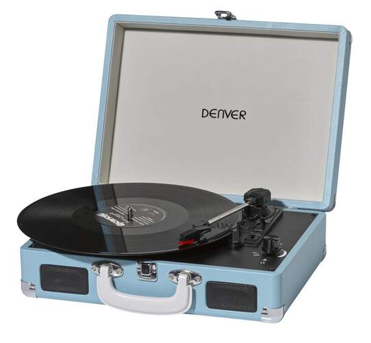 Tocadiscos Denver VPL-120 Azul - Control giratorio de volumen, control de tono, detención automática