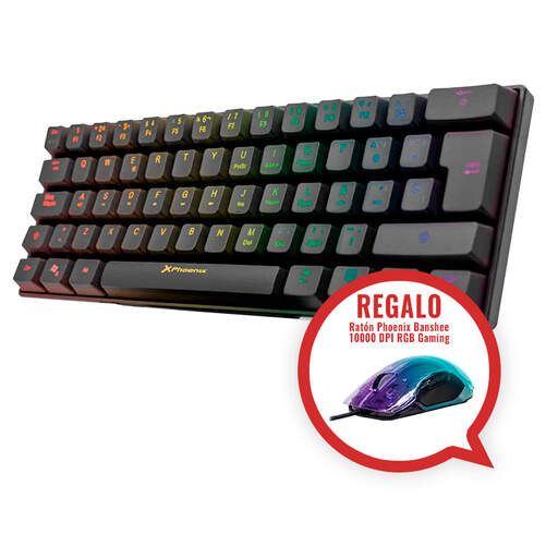 Teclado Phoenix Mirage Negro + Ratón Phoenix Banshee Negro