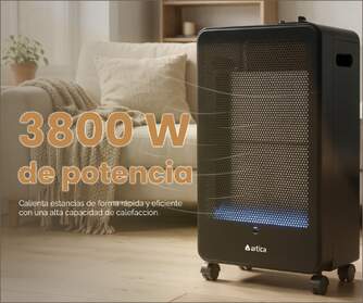 ESTUFA GAS ARTICA AEA3800N LLAMA AZUL 3800W NEGRO