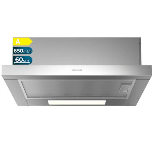 Campana Cecotec Bolero Flux TLM603500 - 650m3h, 60 cm, 2 Velocidades, Clase A, Inox
