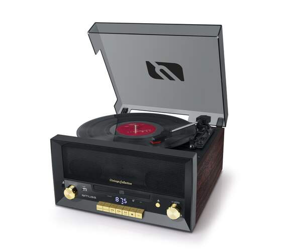 Giradiscos estéreo Muse MT-112W negro - Bluetooth, FM, USB, lector de CD, autostop