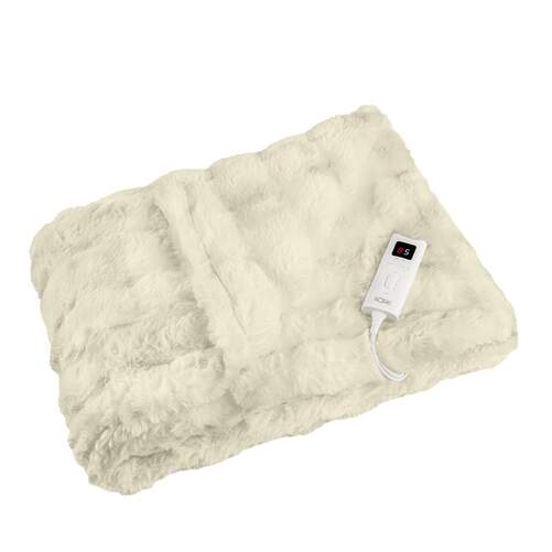 Manta Eléctrica Solac Krakovia - 165 W, 120x160 cm, 9 Potencias, Temporizador, Lavable, Pelo Blanco
