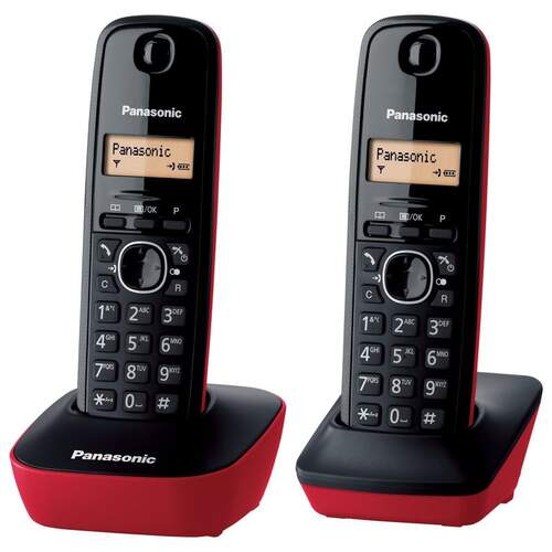 Teléfono Inalámbrico PanasonicKX-TG1612SPR Rojo DUO - 15 Horas Conv., 50 Registros, Display LCD