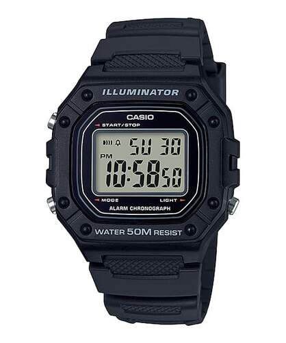 Reloj Casio Collection Hombre W-218H-1AVEF - Negro, correa de resina, digital, cronógrafo