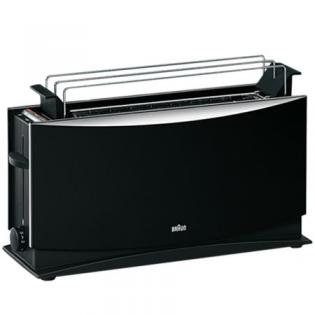 Tostadora Braun HT550BK - 1000W, 2 Ranura Larga, Accesorio Panecillos,