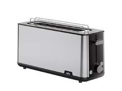 Tostadora Braun HT1610BK - 1 Ranura Larga, 1030 W, 8 Intensidades, Negro, Inox