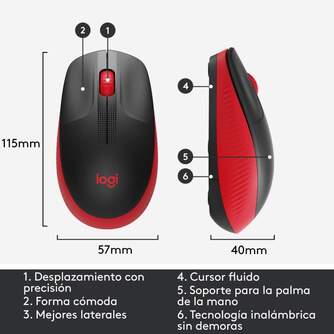 RATON LOGITECH M190 WIRELESS ROJO
