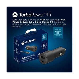 CARGADOR MOTOROLA COCHE 1XUSB A C 45W CABLE USB C
