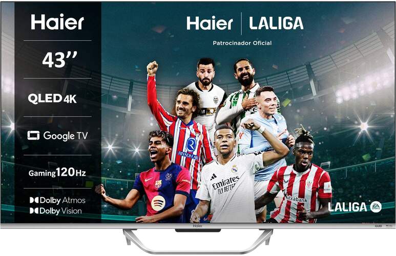 TV Haier 43" H43Q800UX - 4K Ultra HD, QLED, Google TV, Bluetooth