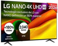 TV LG 75" NanoCell 75NU8E0B3LA - 4K Ultra HD, Smart TV WebOS26, altavoces 20W, HDR10 Pro