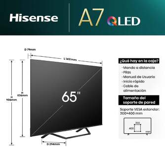 TV HISENSE 65%%%quot; 65A7NQ QLED UHD SMART TV HDR10 