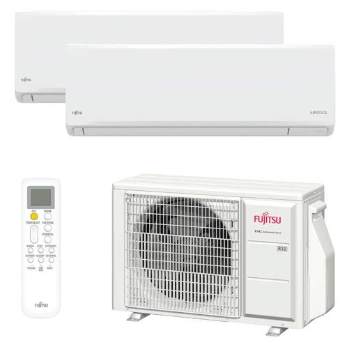 Kit Aire Acondicionado Multi Fujitsu 2x1 ASY3525U11MIKN - Clase A++/A+, 2150/2924 frig/h, Blanco