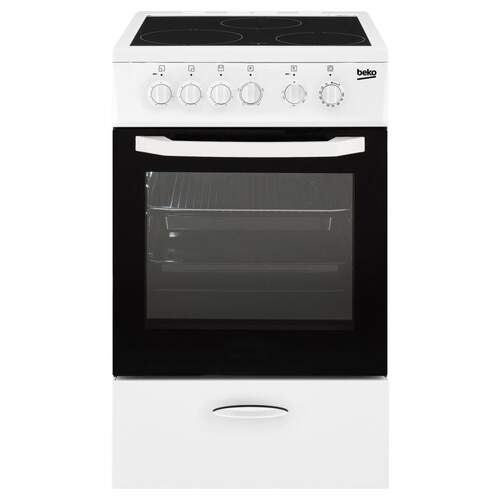 Cocina Eléctrica Beko CSS48100GW - Vitrocerámica, 3 Fuegos, Horno Eléctrico con Grill, Blanca