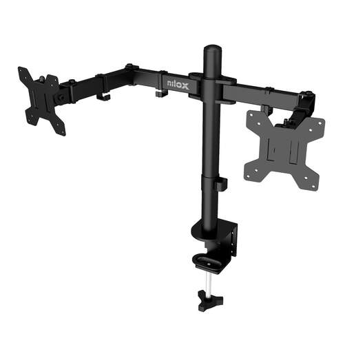 Soporte Nilox NXDMA01B - Dos brazos, para monitores hasta 32" y 8 kg, rotaci&oacute;n 360&ordm;, VESA 100x100