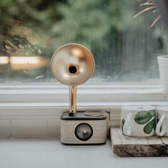 RADIO SANGEAN SCP100DBG CON GRAMOFONO, BLACK GOLD