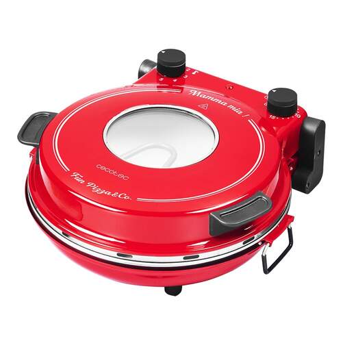 Grill Cecotec 3826 Fun Pizza&Co Mamma M&iacute;a - 1200 W, Temporizador, Ventana de visualizaci&oacute;n, Rojo