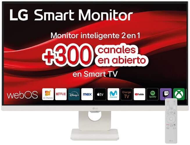 Smart Monitor LG 27" 27U731SA W - 4K Ultra HD, IPS, 300 canales en abierto, Streaming 4K, HDR10