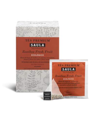 Estuche Saula Rooibos Fresh Fruit Pirámides - 20 Unidades, Ecológico