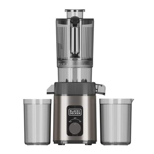 Licuadora Black+Decker BXJE4800 - Prensado en fr&iacute;o, 0,8l zumo y 0,6l pulpa, velocidad lenta 60 rpm