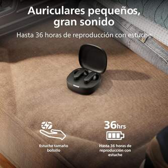 AURICULARES PHILIPS TAT2200BK/00 TWS ANC 36H NEGRO