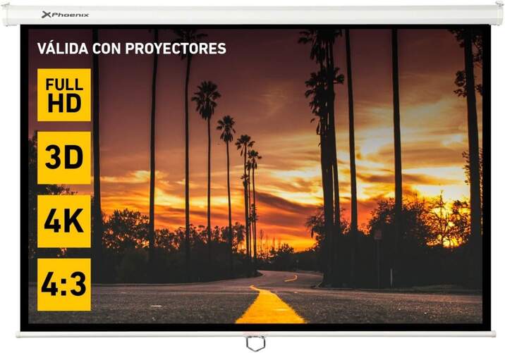 Pantalla Proyector Phoenix PH200 - 100", plegable, 4:3, 200 x 150 cm, Blanco