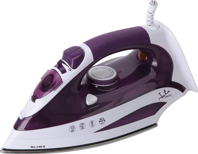 Plancha Jata PL225 - 2200 W, Vapor Variable, Vapor Continuo de 25 g/min, Morado y blanco, Suela Inox