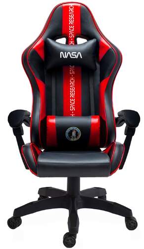 Silla Gaming Nasa Atlantis - Negro/Rojo, espuma alta densidad, brazos reclinables y altura justable